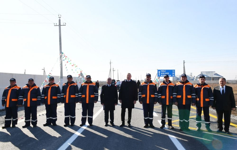 President Ilham Aliyev attends opening of newly renovated Pirili-Muradkhan-Sor-Sor highway(PHOTO)