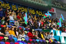 На Национальной арене гимнастики продолжаются соревнования в рамках Кубка мира по прыжкам на батуте и тамблингу (ФОТО)