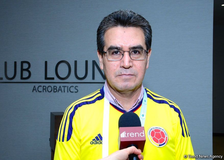 Colombian Ambassador meets athletes within FIG World Cup in Trampoline Gymnastics and Tumbling (PHOTO)