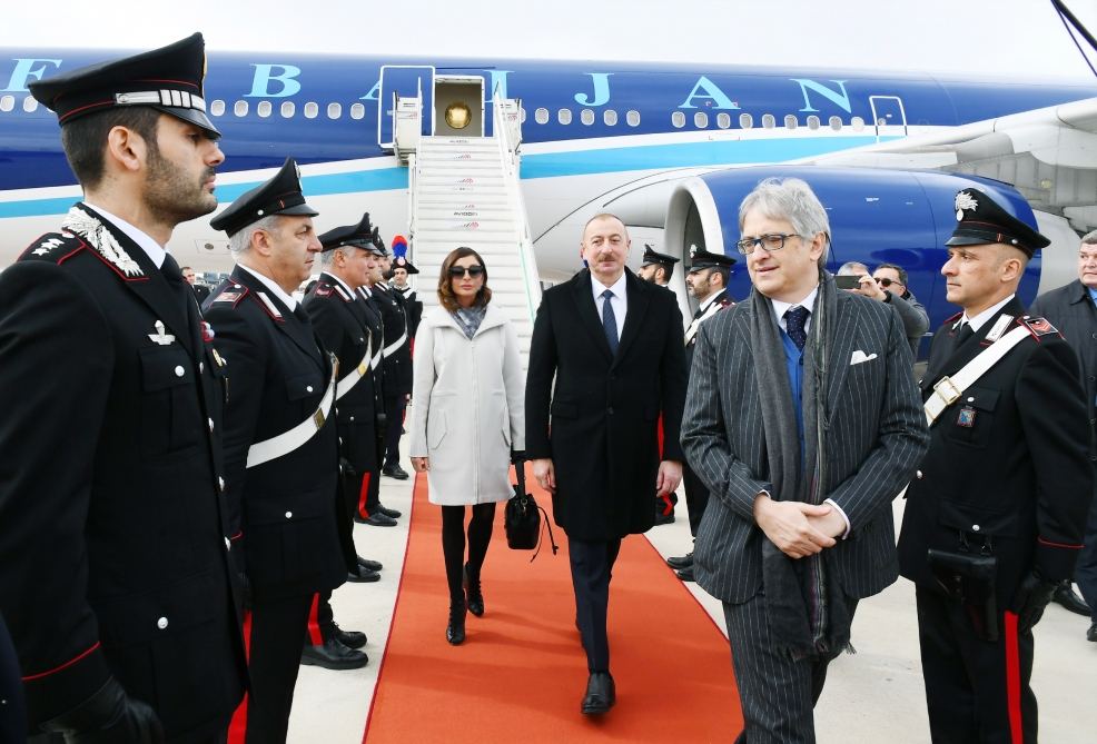 Azerbaijani president arrives in Italy for state visit (PHOTO)