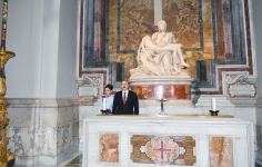 President Ilham Aliyev and first lady Mehriban Aliyeva viewed Sistine Chapel and St. Peter's Basilica in Vatican (PHOTO)