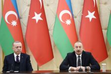 Президенты Азербайджана и Турции выступили с заявлениями для печати (ФОТО)