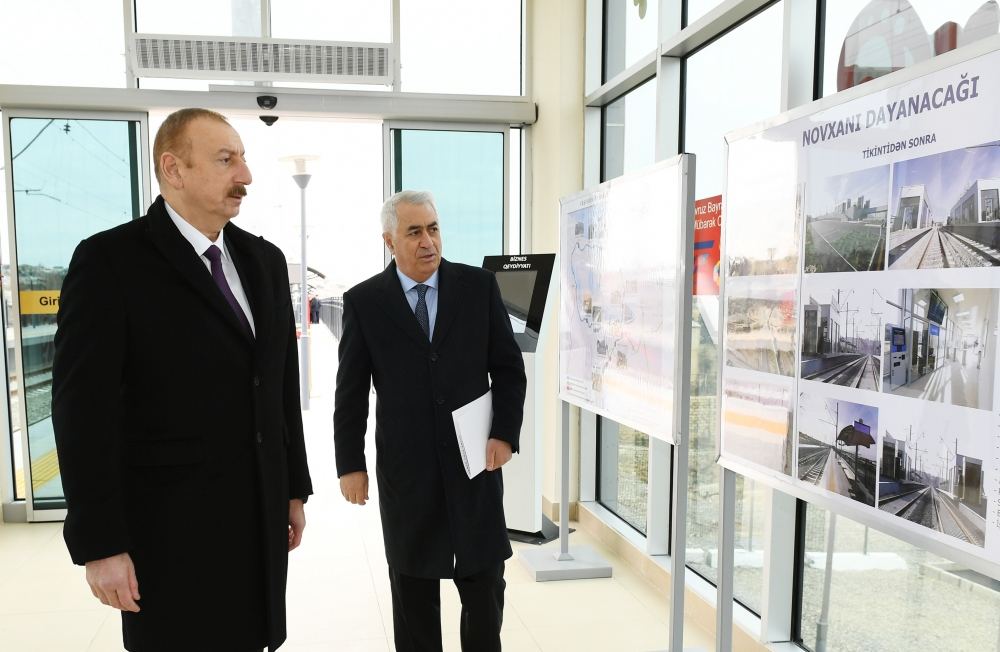 Президент Ильхам Алиев принял участие в открытии после реконструкции участка Пиршаги-Горадил-Новханы-Сумгайыт Абшеронской кольцевой железной дороги (ФОТО/ВИДЕО) (версия 2)