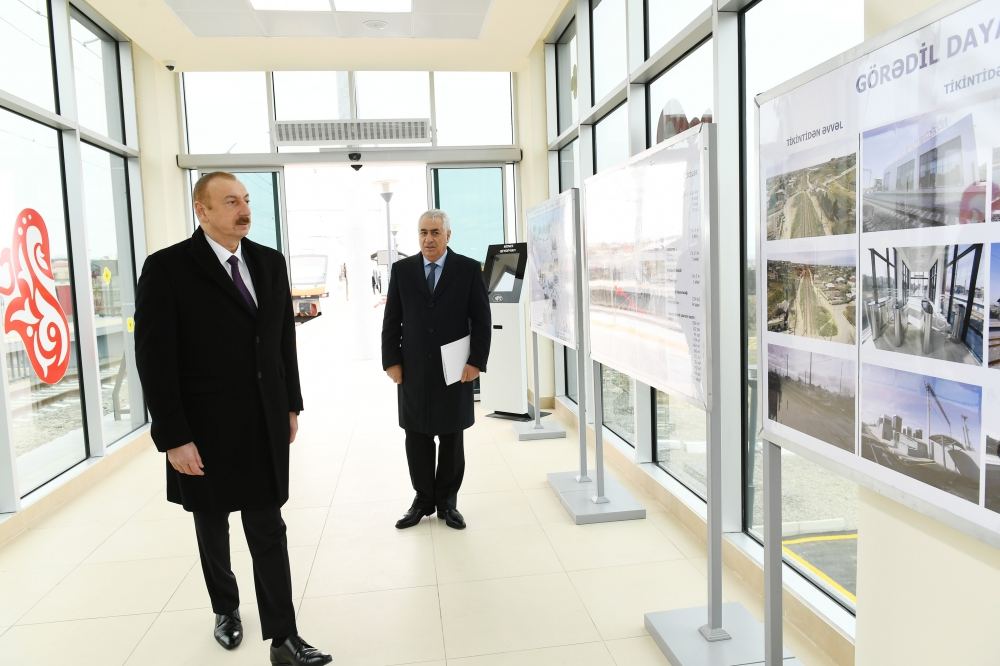 Президент Ильхам Алиев принял участие в открытии после реконструкции участка Пиршаги-Горадил-Новханы-Сумгайыт Абшеронской кольцевой железной дороги (ФОТО/ВИДЕО) (версия 2)