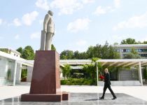 President Ilham Aliyev arrives in Mingachevir city for visit (PHOTO)