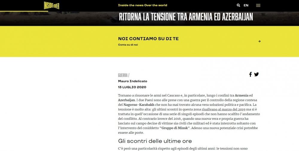 Зарубежные СМИ широко освещают военную провокацию Армении против Азербайджана (ФОТО)