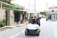 Azerbaijani president, first lady view landscaping work carried out in Balakhani settlement (PHOTO)
