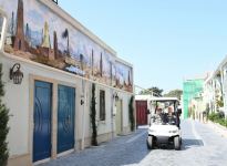 Azerbaijani president, first lady view landscaping work carried out in Balakhani settlement (PHOTO)