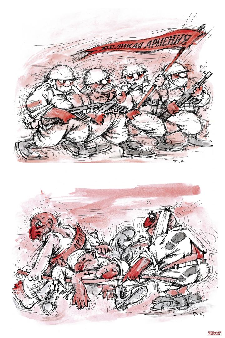 Русские и азербайджанцы показали уродливое лицо армянского фашизма в карикатурах (ФОТО)
