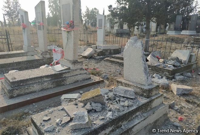 Armenian Armed Forces shell cemetery in Azerbaijan's Tartar, destroying many graves (PHOTO)