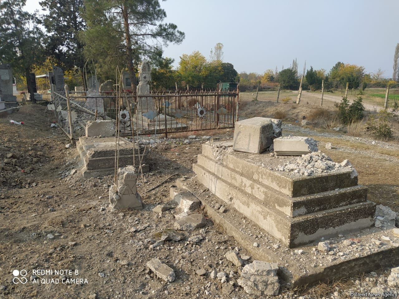 Armenian Armed Forces shell cemetery in Azerbaijan's Tartar, destroying many graves (PHOTO)