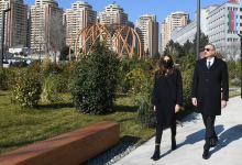 Azerbaijani president, first lady attend opening of new forest park in Yasamal district (PHOTO)