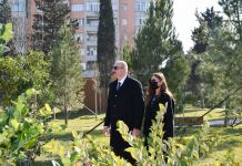 Azerbaijani president, first lady attend opening of new forest park in Yasamal district (PHOTO)