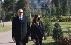 Azerbaijani president, first lady attend opening of new forest park in Yasamal district (PHOTO)