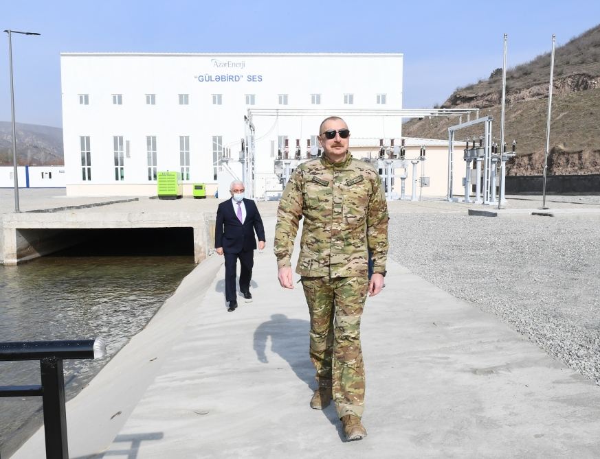 Azerbaijani president inaugurates Gulabird hydropower plant in Lachin (PHOTO)
