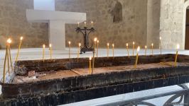 Члены Албано-удинской христианской религиозной общины Азербайджана в древнем албанском храме в селе Туг - Trend TV (ФОТО)