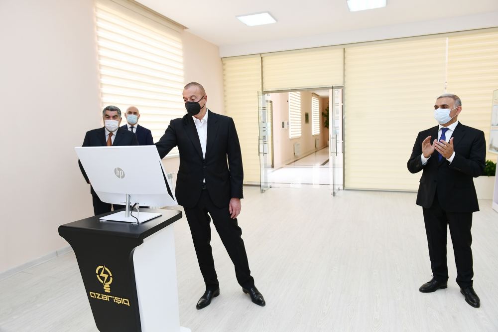 Президент Ильхам Алиев принял участие в мероприятии в связи с вводом в эксплуатацию 110/35/10-киловольтной подстанции "Гарасу" в Гаджигабуле (ФОТО)