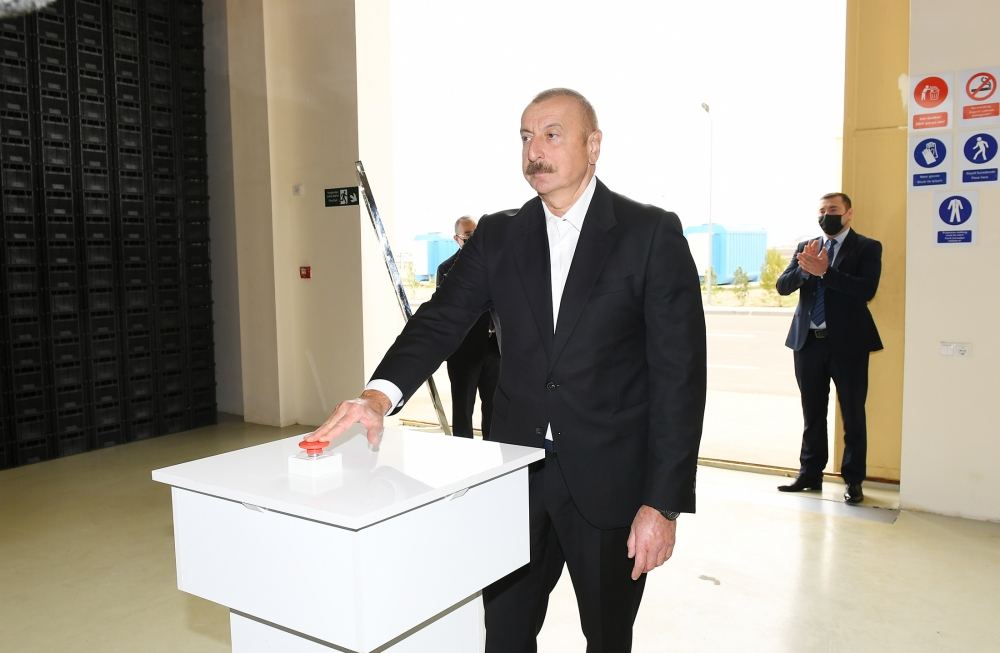 Президент Ильхам Алиев принял участие в открытии Гаджигабульского промышленного квартала (ФОТО)