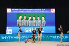 На Национальной арене гимнастики проходят выступления групповых команд в рамках Кубка мира в Баку (ФОТО)