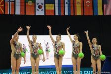 На Национальной арене гимнастики проходят выступления групповых команд в рамках Кубка мира в Баку (ФОТО)