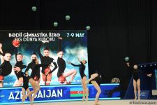 На Национальной арене гимнастики проходят выступления групповых команд в рамках Кубка мира в Баку (ФОТО)