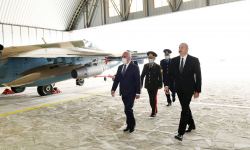 Президент Ильхам Алиев принял участие в открытии военного аэродрома Отдельной общевойсковой армии (ФОТО)