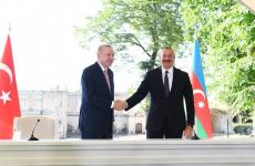 Президенты Азербайджана и Турции выступили с совместными заявлениями для печати (ФОТО/ВИДЕО)