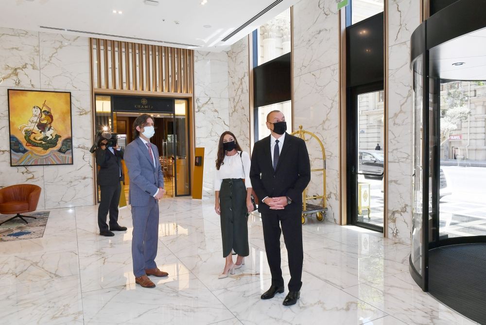 Azerbaijani president, first lady attend inauguration of InterContinental Baku hotel (PHOTO)