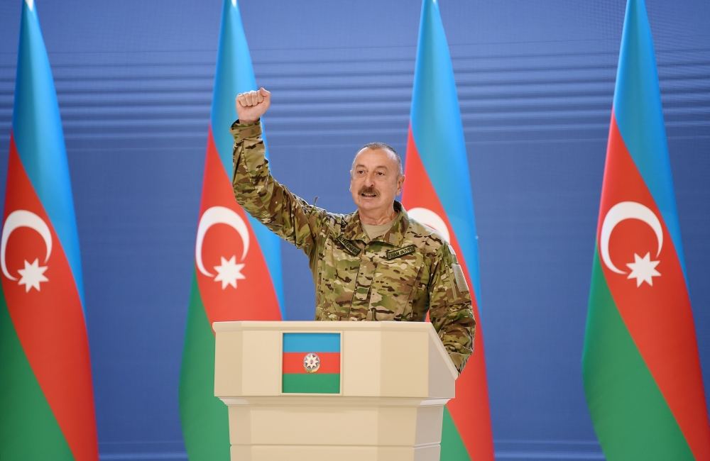 Президент Ильхам Алиев: Мы настолько осрамили врага, что он сдался, поднял белый флаг и вынужден был подписать акт о капитуляции