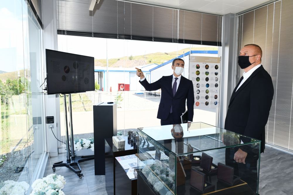 Azerbaijani president views activity of Chovdar integrated regional processing area of AzerGold in Dashkasan district (PHOTO)