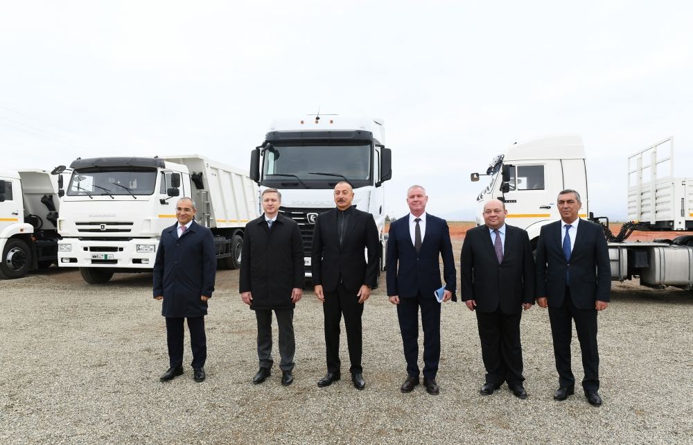 Azerbaijani president lays foundation for joint service center of KAMAZ  and Ganja Automobile Plant in Jabrayil (PHOTO)