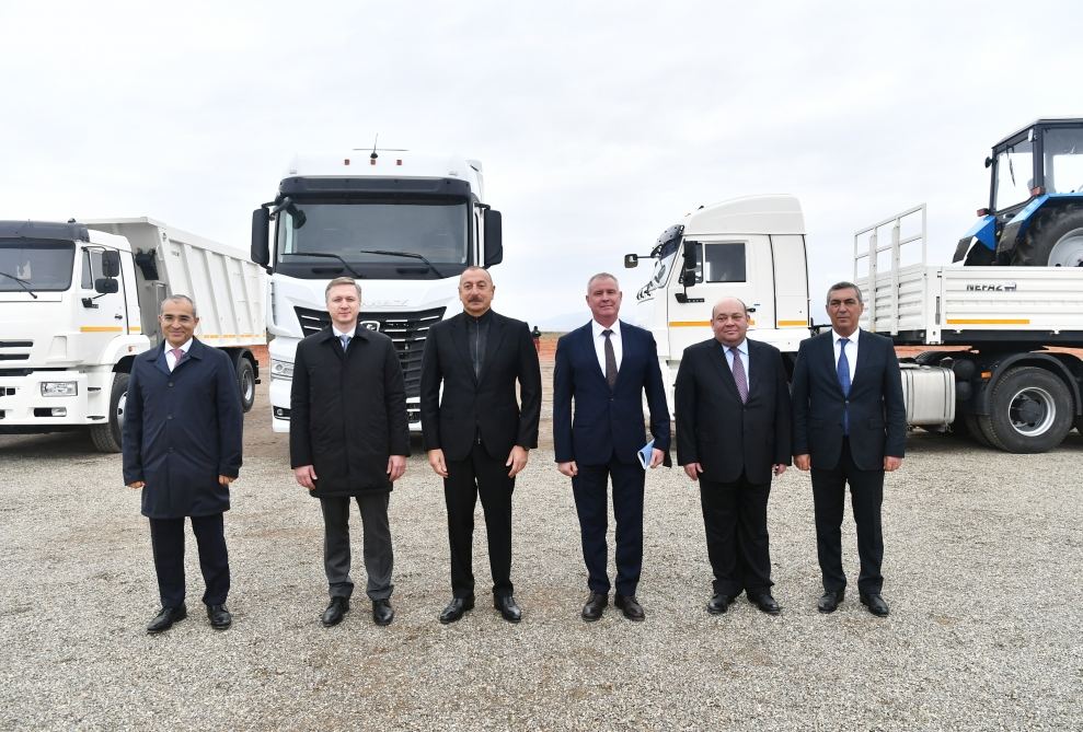 Azerbaijani president lays foundation for joint service center of KAMAZ  and Ganja Automobile Plant in Jabrayil (PHOTO)