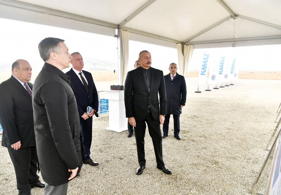 Azerbaijani president lays foundation for joint service center of KAMAZ  and Ganja Automobile Plant in Jabrayil (PHOTO)