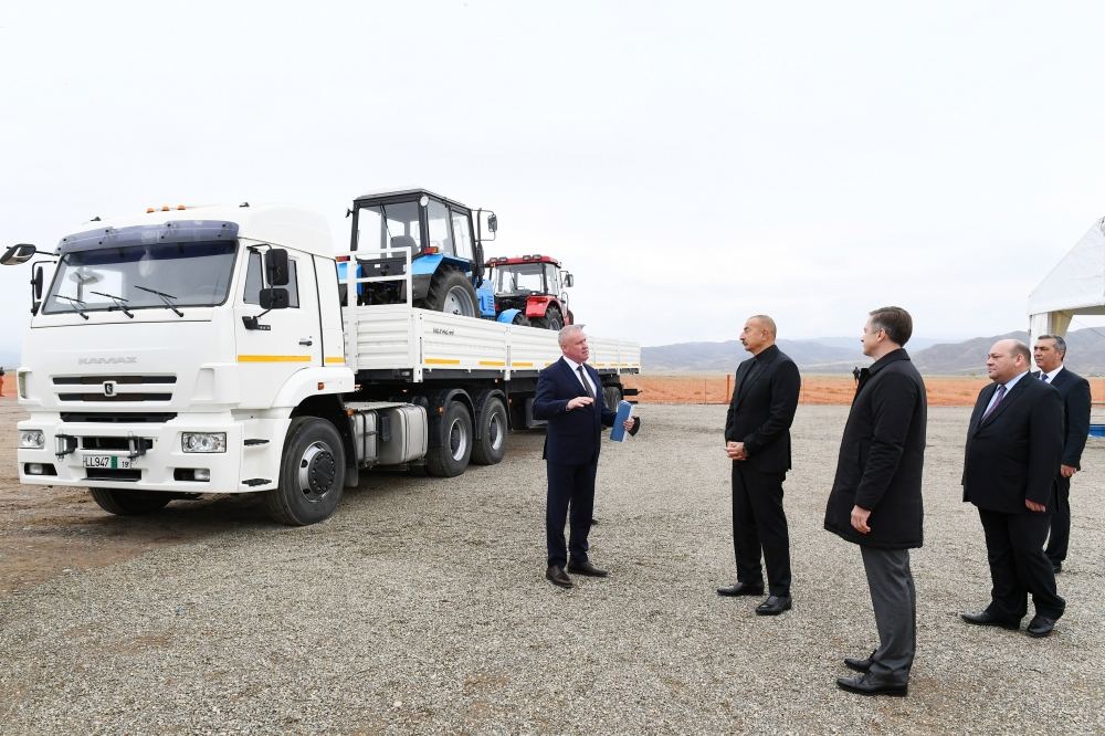 Azerbaijani president lays foundation for joint service center of KAMAZ  and Ganja Automobile Plant in Jabrayil (PHOTO)