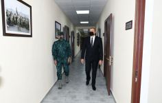 President Ilham Aliyev and First Lady Mehriban Aliyeva view conditions created at military unit complex in Zangilan district (PHOTO)