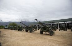 President Ilham Aliyev and First Lady Mehriban Aliyeva view conditions created at military unit complex in Zangilan district (PHOTO)