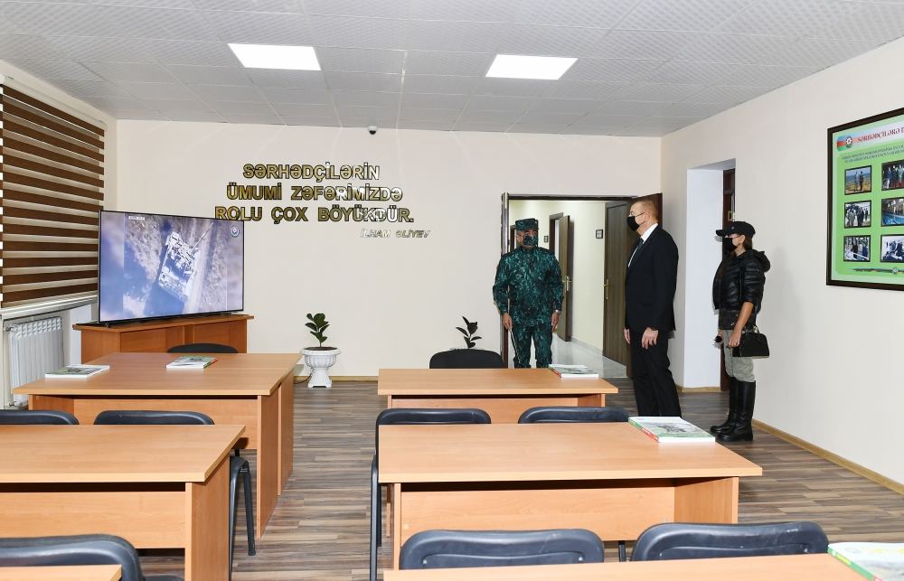 President Ilham Aliyev and First Lady Mehriban Aliyeva view conditions created at military unit complex in Zangilan district (PHOTO)