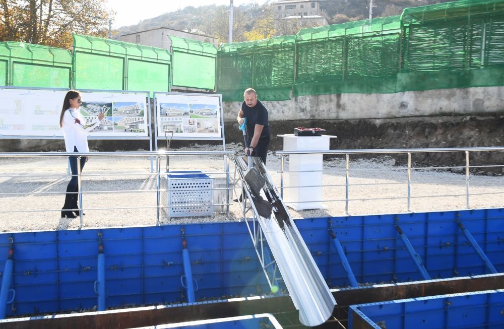 President Ilham Aliyev, First Lady lay foundation of Shusha District Central Hospital (PHOTO/VIDEO)