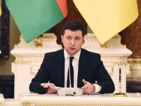 Президент Ильхам Алиев и Президент Володимир Зеленский выступили с заявлениями для печати (ФОТО/ВИДЕО)