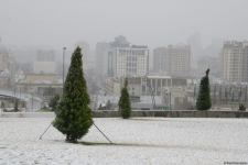 Фоторепортаж из заснеженного Баку