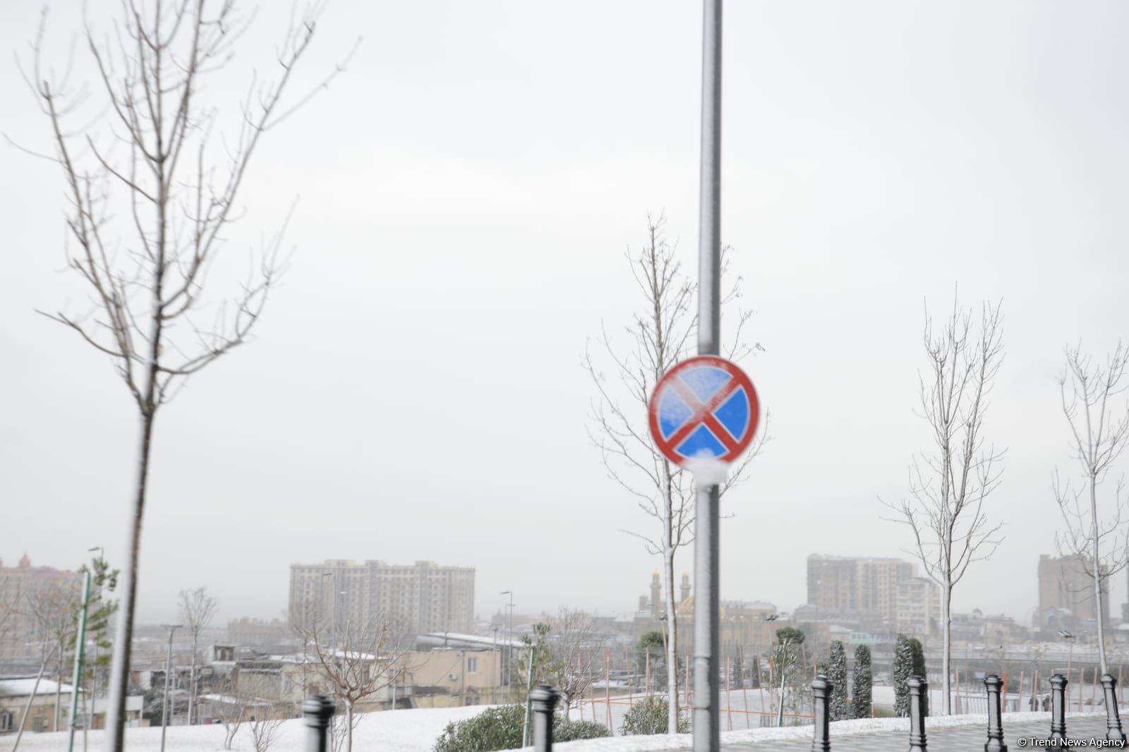 Фоторепортаж из заснеженного Баку