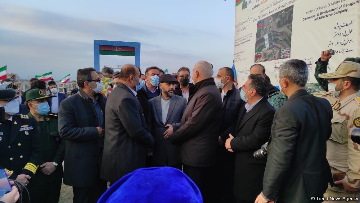 Foundation of new road bridge across Astarachay River laid between Iran and Azerbaijan (PHOTO)