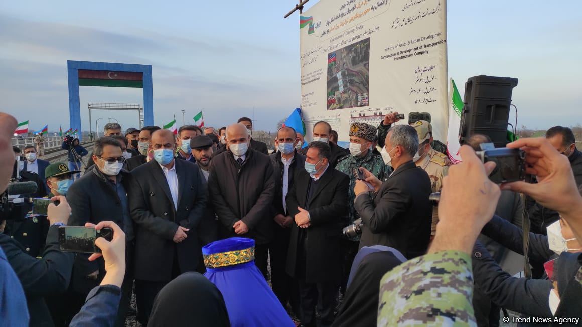 Foundation of new road bridge across Astarachay River laid between Iran and Azerbaijan (PHOTO)