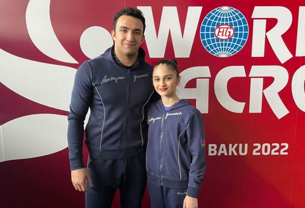 Azerbaijani athletes getting ready to perform at World Championship in Acrobatic Gymnastics