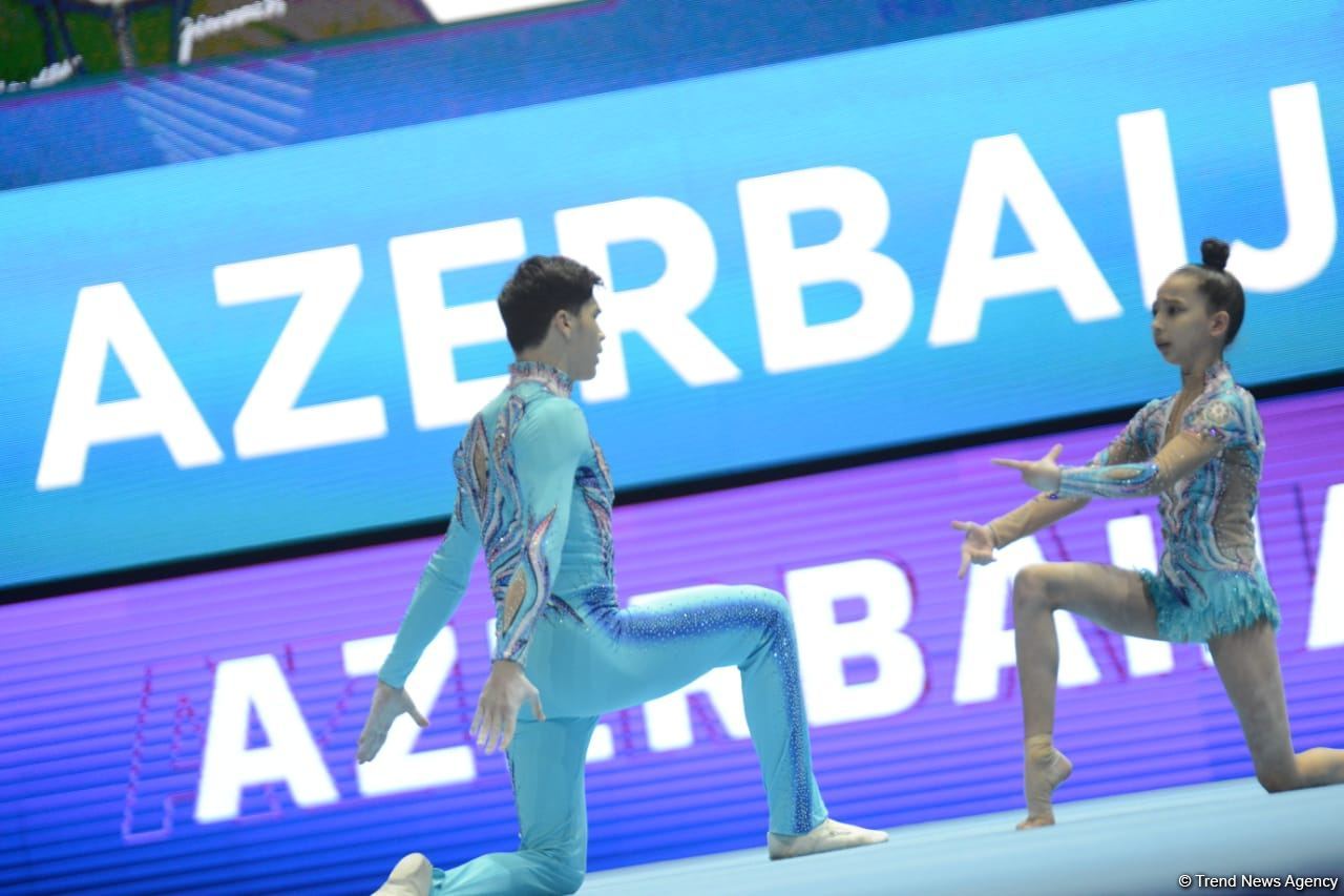Azerbaijani gymnasts taking second intermediate place in qualifying at FIG Acrobatic Gymnastics competitions in Baku (PHOTO)
