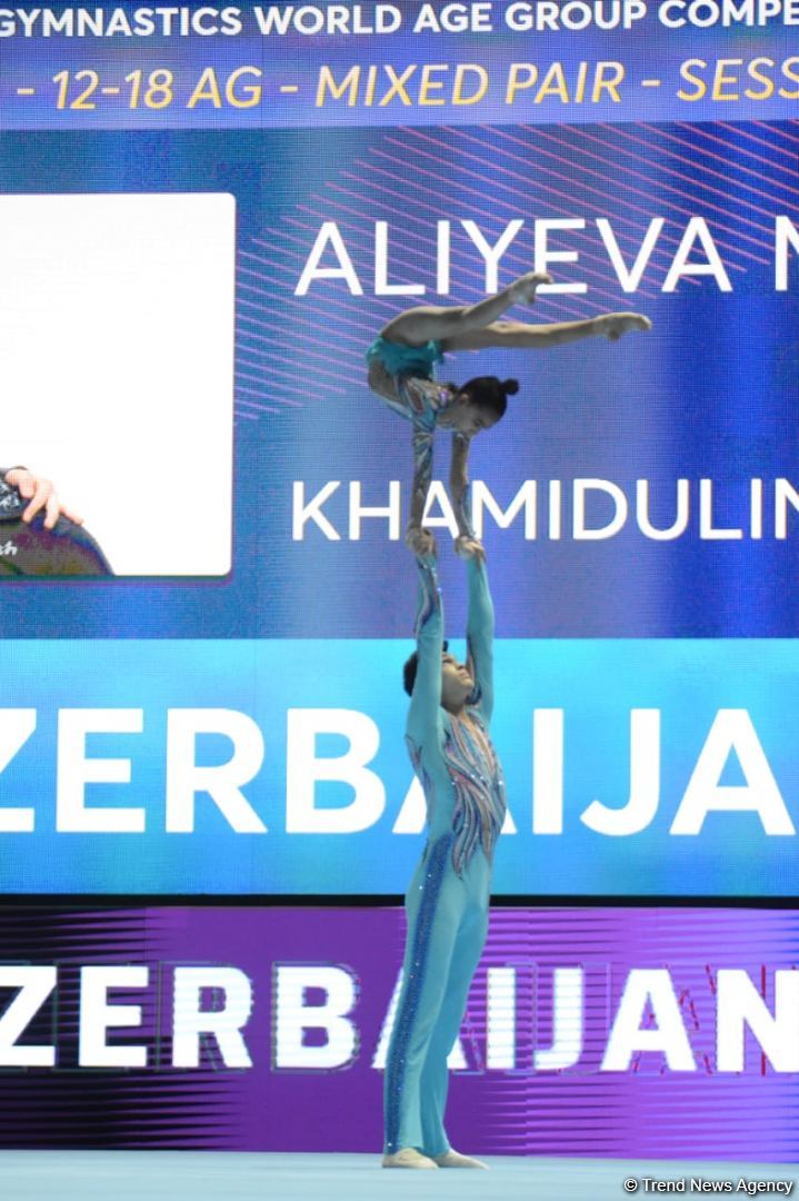 Azerbaijani gymnasts taking second intermediate place in qualifying at FIG Acrobatic Gymnastics competitions in Baku (PHOTO)