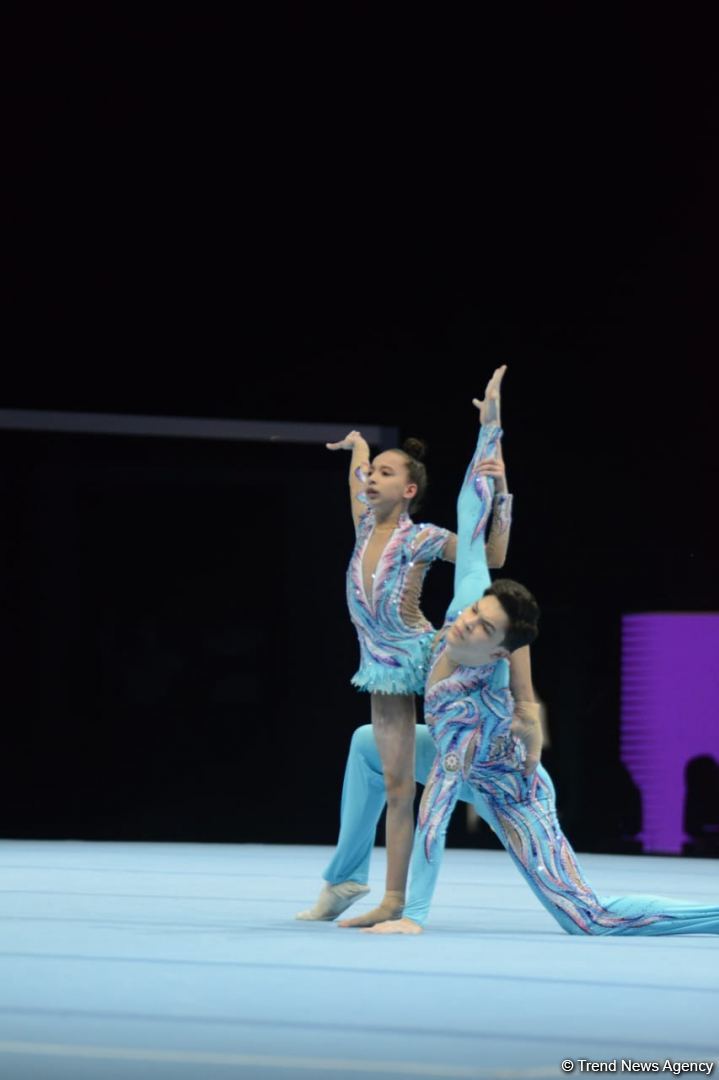 Azerbaijani gymnasts taking second intermediate place in qualifying at FIG Acrobatic Gymnastics competitions in Baku (PHOTO)