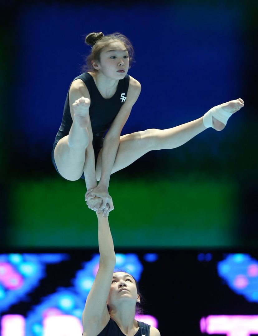 Podium training of participants of 28th FIG Acrobatic Gymnastics World Championships held in Azerbaijan's National Gymnastics Arena (PHOTO REPORT)