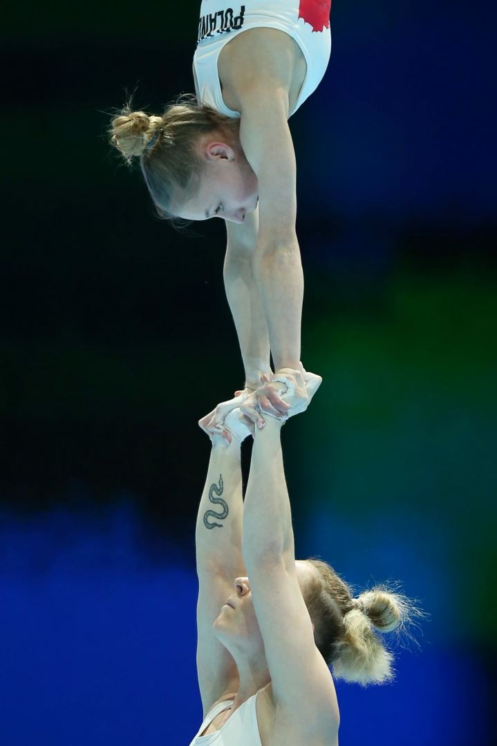 Podium training of participants of 28th FIG Acrobatic Gymnastics World Championships held in Azerbaijan's National Gymnastics Arena (PHOTO REPORT)