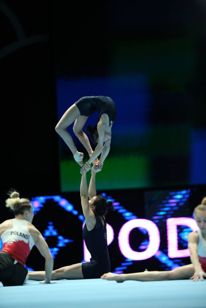 Podium training of participants of 28th FIG Acrobatic Gymnastics World Championships held in Azerbaijan's National Gymnastics Arena (PHOTO REPORT)